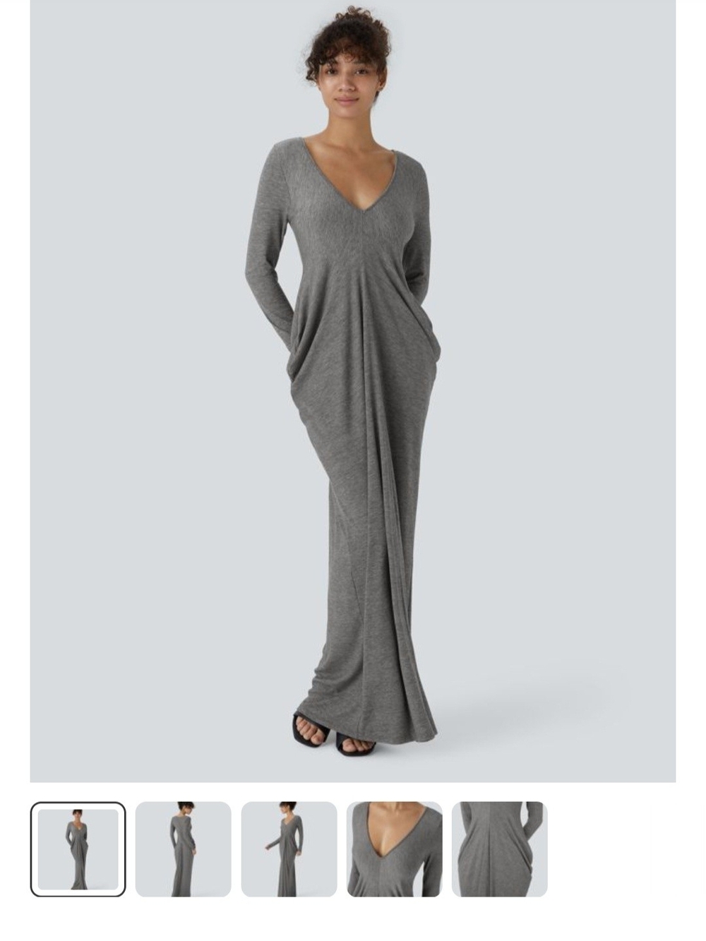 Halara Long Sleeve Maxi Dress Tulip Style - Gray